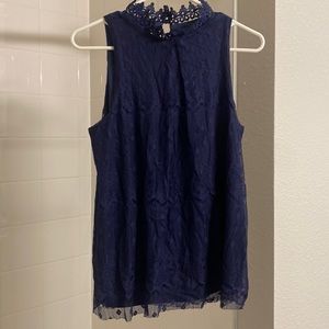 Navy Lace Top